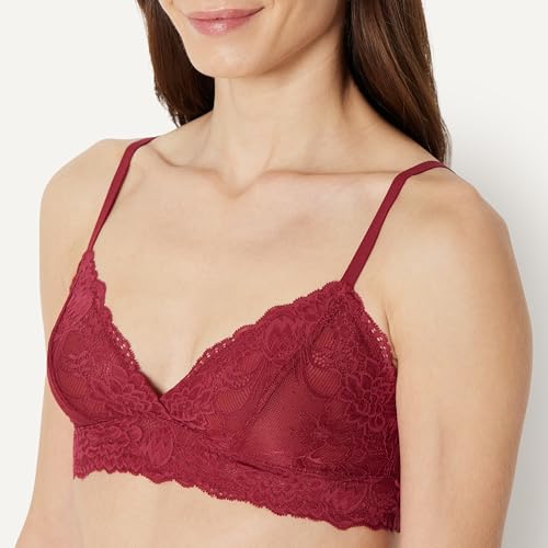 Amazon Essentials Women's Stretch Galloon Lace Unlined Triangle Bra, Wireless, Pack of 2, Soft Petal / Burgundy, X-Large - image 4