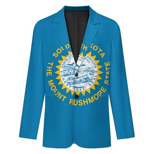 South Dakota State Flag Men's Casual Blazers Slim Fit Sport Coats Blazer Two Buttons Suit Jacket for Work Party4