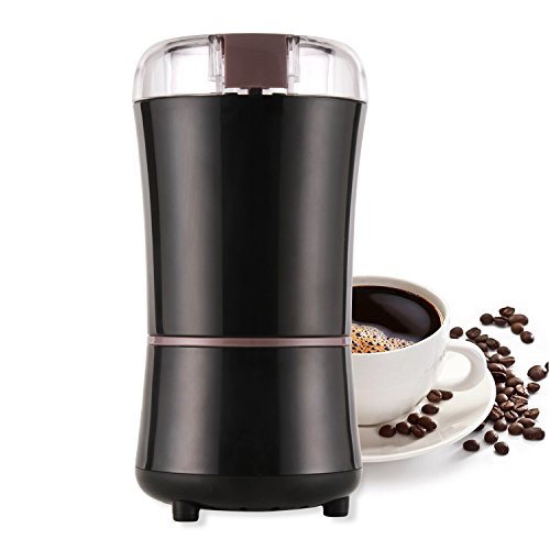 AONCO Moulin à Café Électrique Max 60g Pour Grains de Lin, Noix, Poivre, Épices, et Semences de Café, Broyeur à Café 12 Tasses Avec Lame en Acier Inoxydable, 400W, Noir
