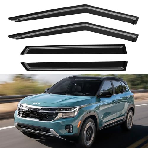 Image of Window Visors Rain Guards for 2021 2022 2023 2024 2025 2026 Kia Seltos, Out-Channel Window Vent Wind Deflectors Visors Shades for 21-26 Seltos LX S EX S SX Turbo X-Line
