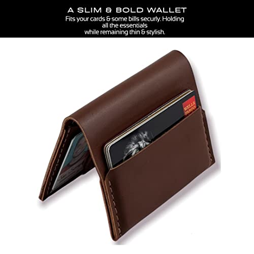 Running Horse Handmade Mens Bifold Credit Card Holder Wallet Slim Minimalist Veg Tan Pure Leather Front Pocket I.D Card. Unisex Gift Carteras Para Hombres (Tan)3