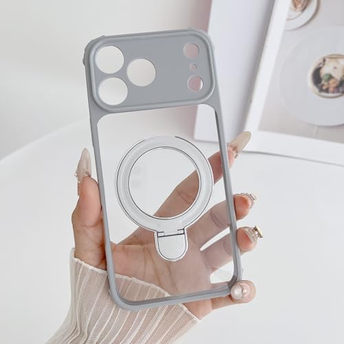 WOWUDI Funda para Vivo Y21 / Y33S 4G / Y21S Transparente con aro magnético Soporte protección de cámara antigolpes Bumper TPU Delgada Funda -Blanco