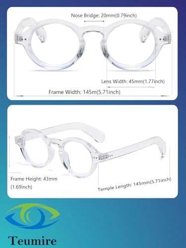 Image of Round Black Glasses for Men Women Thick Circle Blue Light Glasses Hippie Costume Eyewear