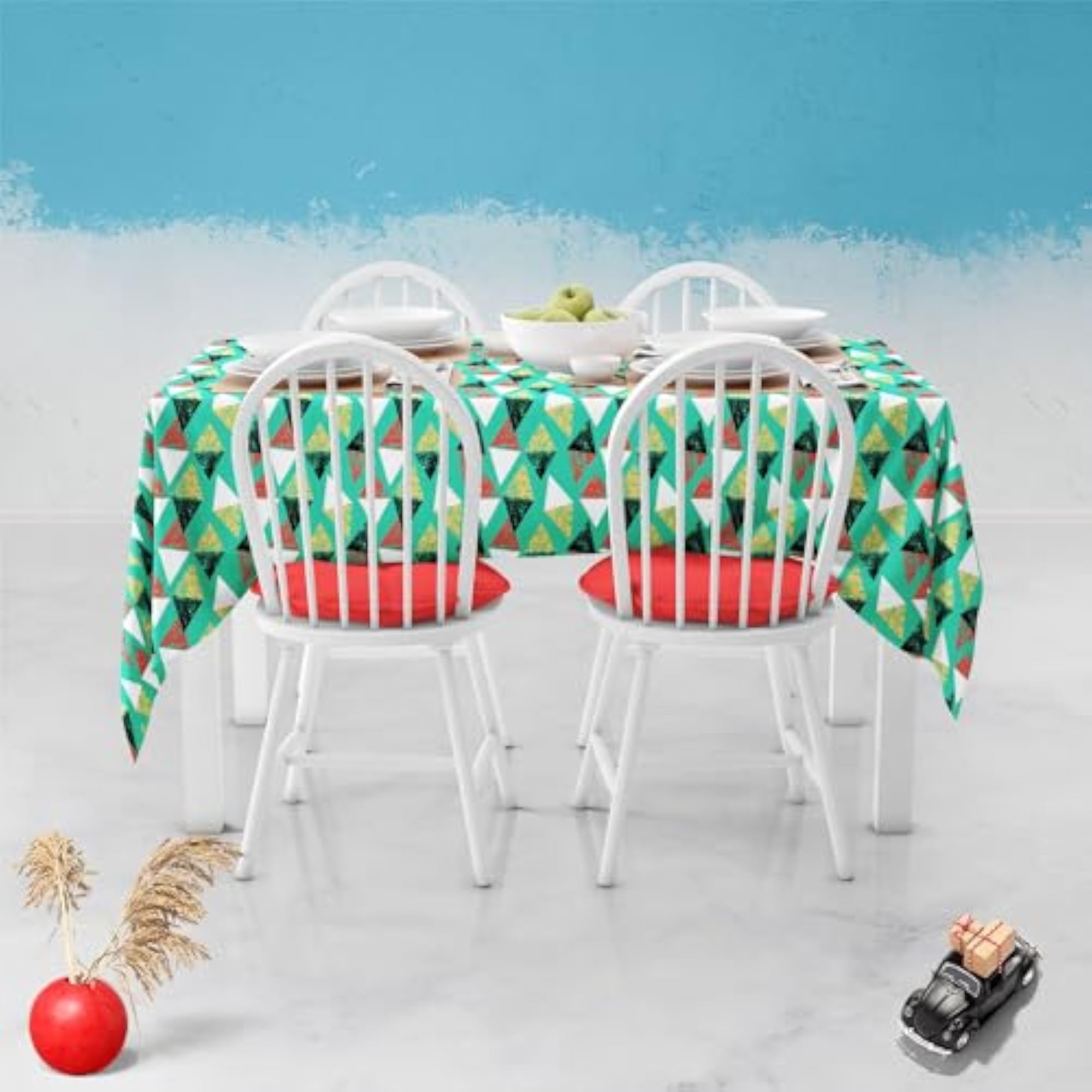 Grunged Triangles Table Cloth Cover for Dining & Center Table