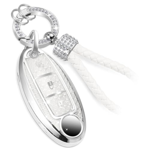 Image of Key Fob Cover for Nissan, White Rhinestone Loop