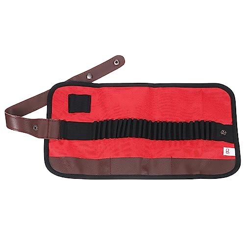 Image of PATIKIL Handmade 24 Slots Roll Up Pencil Case, Oxford Cloth Pencil Wrap Pouch Pen Holder Organizer for Artist Drawing Coloring Sketching, Red