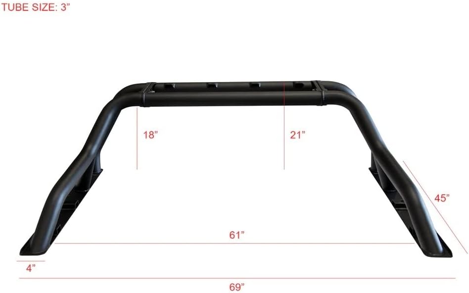 Armordillo USA 8710944 CR1 Modular Adjustable Chase Rack Roll Bar - Matte Black Fits Full Size Pickup Truck
