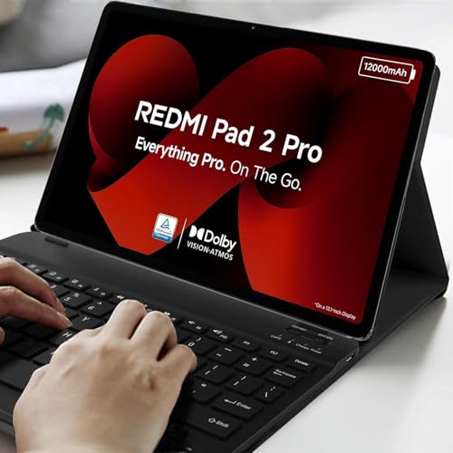 Image of HOM Tri-Fold Wireless Bluetooth Keyboard with Detachable Tablet Case Cover for Xiaomi Redmi Pad 2 Pro 12.1 inch Tablet