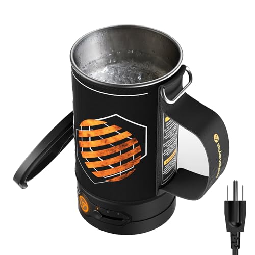Stoke Voltaics Electric Kettle, 120V Portable Water Boiler for Coffee & Tea, 304 Stainless Steel Mini Tea Kettle, 500W Fast Boiling Water with Auto Shut-Off, Camping & Travel Essentials