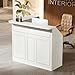 Tribesigns Reception Desk with Storage Shelves, L-Shaped Modern Front Desk, Reception Counter Table for Small Office, Salon, Checkout, White