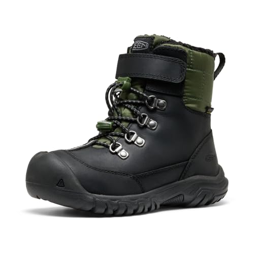 KEEN Unisex Kinder Kanibou wasserdichte Schneestiefel, Schwarz, Bronze, Grün, 10 UK