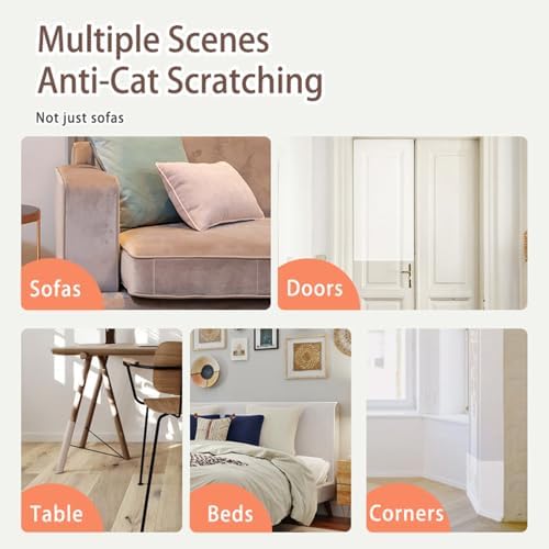 Cat Scratch Furniture Protector - 5 Pcs Couch Guards, Anti-Scratch Tape for Cats, 4 Sizes Claw Proof Sofa Corner Covers, Effective Cat Claw Shield for Furniture