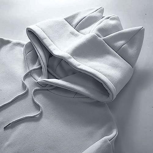 Men's Hoodie New Cat Ear Fleece Couple Solid Color Hooded Ladies Hoodie For Ladies Men's Lightweight Hoodi4