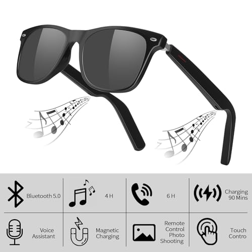 Image of Polarized Smart Glasses for Men Women with AAC Speaker Open Ear Music Touch Control Remote Photo Hand-Free Calling, Unisex Audio Intelligent Bluetooth 5.0 Sunglasses, Great Gift for Friends