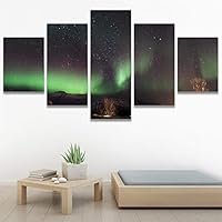 SIGNWIN 5 Panel Canvas Wall Art Astronomy & Space Contemporary Cosmic Dramatic Green Group Photography Realism Ultra for Home Decorations Ready to Hang - 60