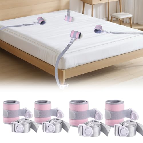 Lvyeyung Medical Restraints with Quick Release Buckles, Upgraded Bed Restraints Belts for Both Arms and Legs, Hospital Limb Holder for Wrists and Ankles, 70'' Straps for Queen Size Bed (Pink 4Pcs)