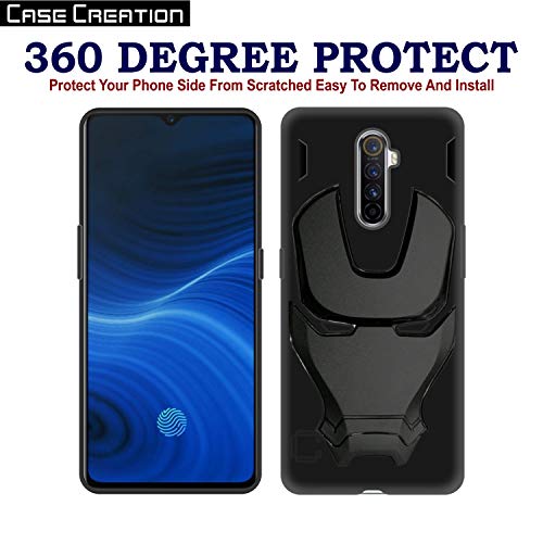 Image of COVERLY Official 3D Touch Feel Trending Avengers Logo Mask Soft Rugged Grip Silicone Iron Man Super Power Cartoon Movie Engraved Silicone Matte Back Cover for Realme X2 Pro (2019) -HD Black Avenger