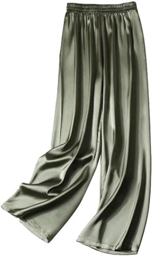 Women's Wide Leg Pants Straight Elastic Waist Loose Casual Spring/Summer Satin4
