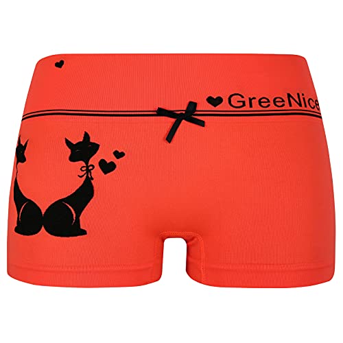 ReKoe 10er Pack Damen Hotpants Microfaser Unterwäsche Katze Panty Hipster Short, Größe:L-XL = 40/42