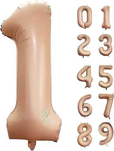 Image of Atpata Funky #1 Elegant Caramel Colour JUMBO 40 INCH Number Balloons Set | 0 to 9 Digit Shapes | Decorative Balloons for Milestones & Celebrations