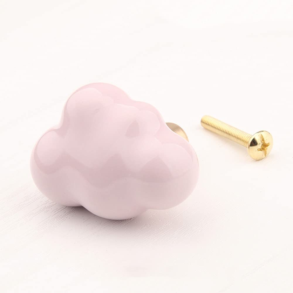Boutons d'armoire en céramique et laiton design nuage pour chambre élégante
