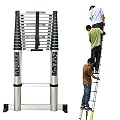 Telesladder Telesladders Multi-Purpose Extendable Ladder Telesladder 5M/6M/7M/8M Tall Telescoping Ladder with Stabilizer Bar, Aluminum Extension Ladder for Roof Loft Industrial HOU