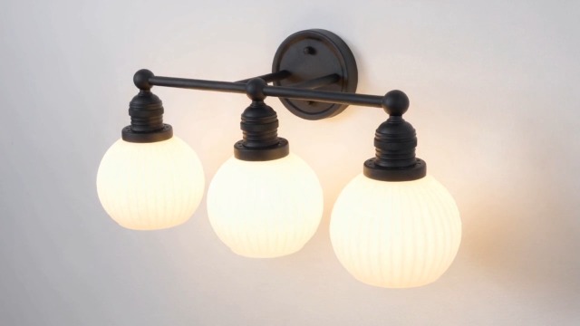 Image of 3-Lights Bathroom Light Fixtures, Vintage Milk White Glass