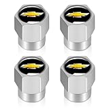 Uijtylj Tire Valve Stem Caps Cover Fit for Chevy Metal Car Wheel Air caps Auto Valve Stem Caps Accessories 4Pack Silver
