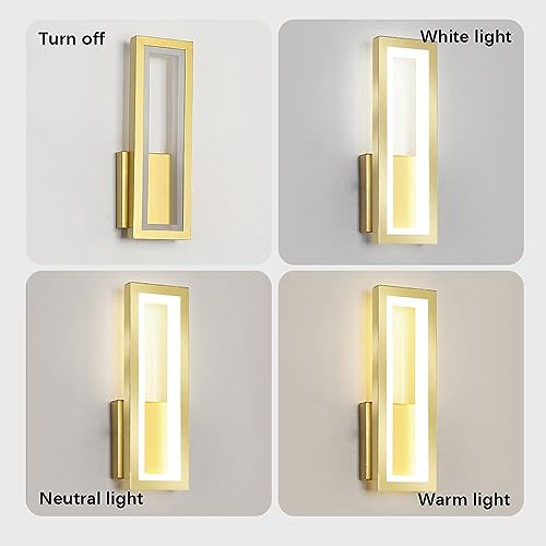 Apliques de pared LED dorados modernos con pantalla acrílica rectangular para cabecera 7