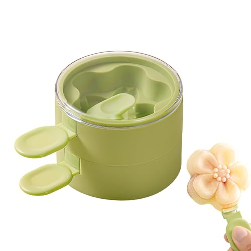 Boxkat Multi-Layer Ice Cream Mold Flower Shape Silicone Homemade Popsicle Molds Reusable DIY Molds Ice Cream (Green, Double Deck)