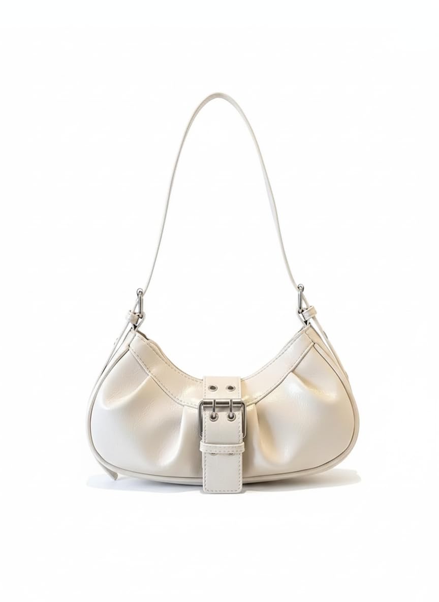 haveglam Women’s PU Leather Shoulder Bag | Trendy Buckle Design Handbag | Stylish Small Sling Purse for Daily & Party Use-White-picture-18