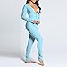 2026 Sexy V Neck Romper Pjs for Women Winter Onesie Pajamas Butt Flap Fleece Jumpsuit Casual One Piece Fuzzy Sleepwear(Sky Blue,3X-Large)