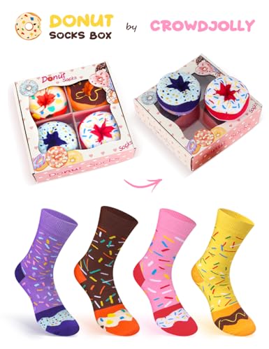 Image of Funny Donut Burger Food Socks Box, Crazy Socks for Women Teen Girls, Birthday Christmas Stocking Stuffers Gag Gifts
