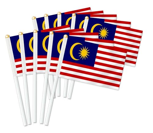 25 PCS Malaysia Handheld Small Flag, Malaysian Hand held Mini Decor Decoration Banner