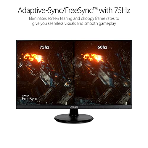 Asus 27” 1080P Monitor (Va27Dq) - Full Hd, Ips, 75Hz, Speakers, Adaptive-Sync/Freesync™, Low Blue Light, Flicker Free, Vesa Mountable, Frameless, Hdmi, Vga, Displayport, Tilt Adjustable, Black #TOP1