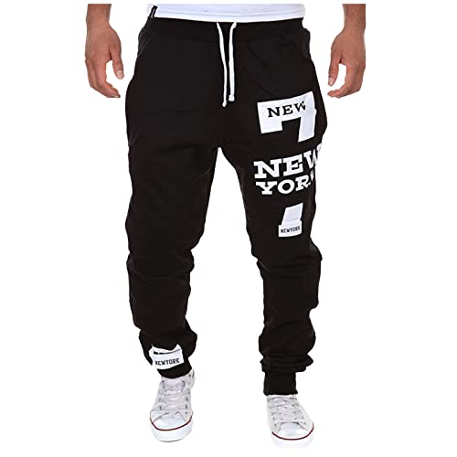 DuDubaby Men's Harem Casual Baggy Hiphop Dance Jogger Sweatpants Trousers with Pockets Workout Jogger Loose for Men