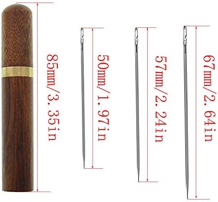 Her Kindness Self Threading Needles, 12 Pcs Large Eye Side Hanging Self Threading Needles, Stainless Steel Hand Sewing Darning Embroidery Pins, with Wood Sewing Needle Case