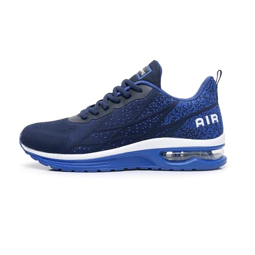 Quseek Herren Laufschuhe Walking Modische Sneaker Tennis Athletische Schuhe Workout Atmungsaktive Freizeitschuh Dunkelblau 45