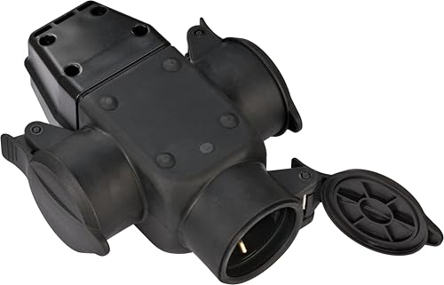 Brennenstuhl Schutzkontakt-Gummikupplung IP44 mit praktischer Vorrichtung zum Aufhängen schwarz