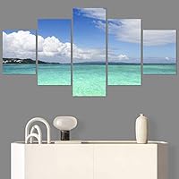 SIGNWIN 5 Panel Canvas Wall Art Modern Art Beach Coastal Expressive Global Multicolor Photography for Home Decorations Ready to Hang - 60