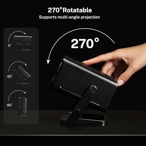 Mini Beamer Projektor mit Android 14 OS, 1080P Projektor 270° Drehung Portable Projector mit WiFi 6 & Bluetooth 5.4,Mini Beamer Handy für Telefon/TV Stick/HDMI LYNCAST VisualCube 300 schwarz