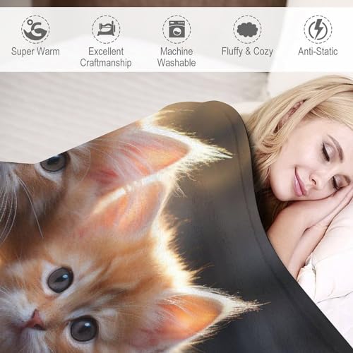 Couverture chat en flannel lavable 130x150 plaid doux canapé et lit - 6