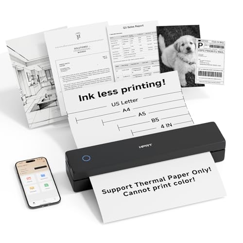 HPRT Portable Printer Wireless for Travel, Inkless Thermal Printer for iOS/Andorid/Laptop, Supports...
