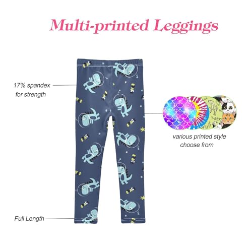 CaTaKu Girls Leggings Space Dinosaur Cartoon Leggings for Girls Kids Athletic Workout Yoga Pants Size 4-10T4