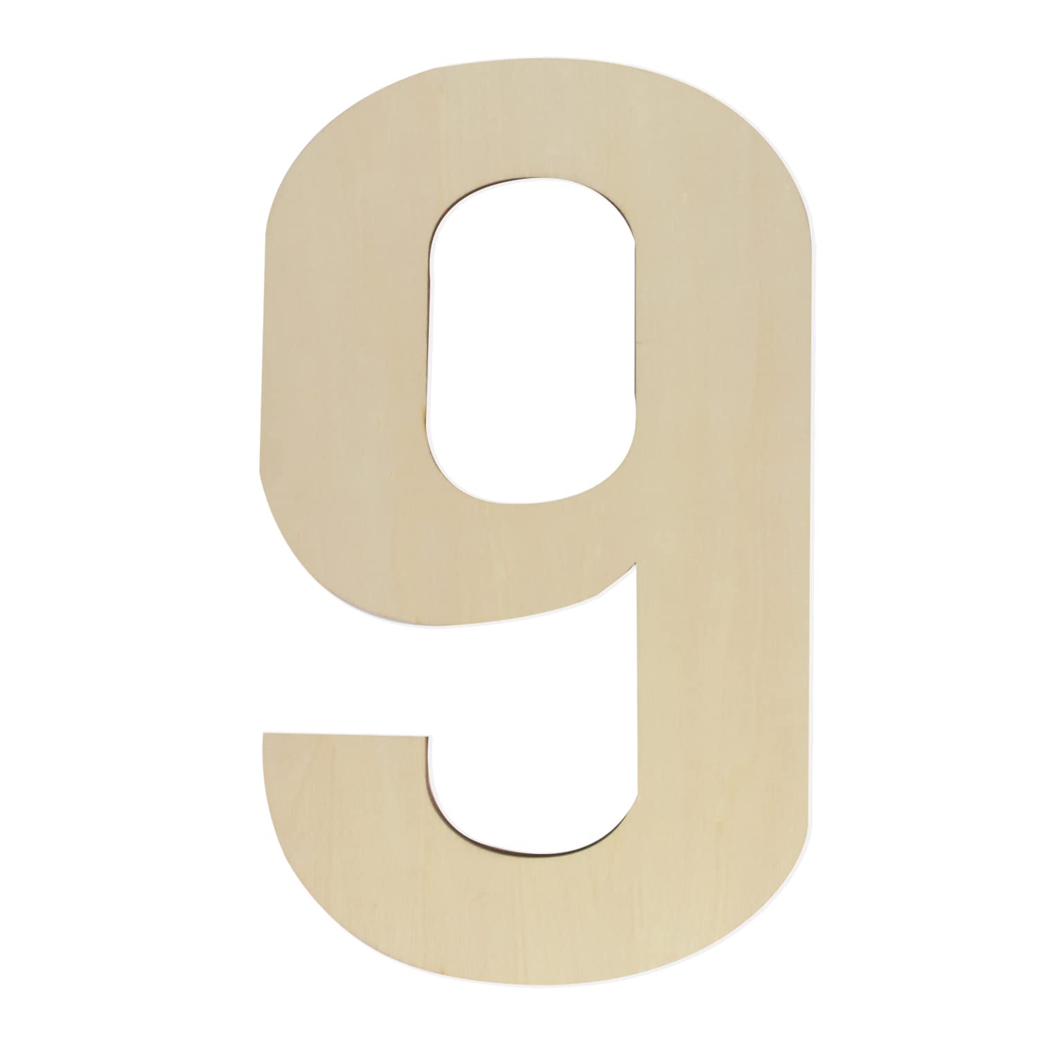 Unfinished Wooden Numbers 9, 12 Inch Wood Numbers Cutout for Wall Decor