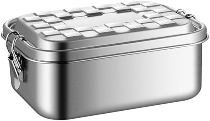 Stainless Steel Square Lunch Box Sealed Bento Divided Fast Food Preservation