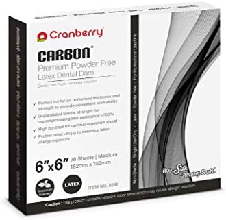 Cranberry USA CR8266 Carbon Dental Dam Latex Powder-Free, Spearmint Scented, 6x6, Black (Pack of 36)