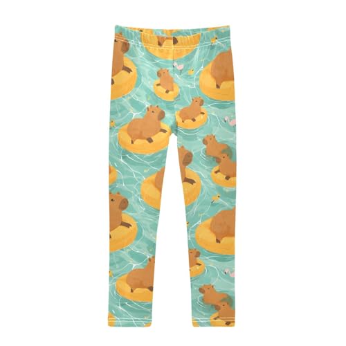 Swimming Pool Capybara Girls Leggings Soft Stretch Workout Yoga Dance Pants for Kids Casual Tights
