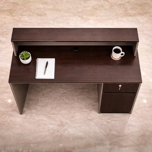 Image of Modern Reception Desk for Office, Hotel, Salon, Clinic, Spa & Commercial Lobby | Luxury Particle Board Reception Counter Table for Front Office Welcome Area - (LDL-478 LPB L6W2)