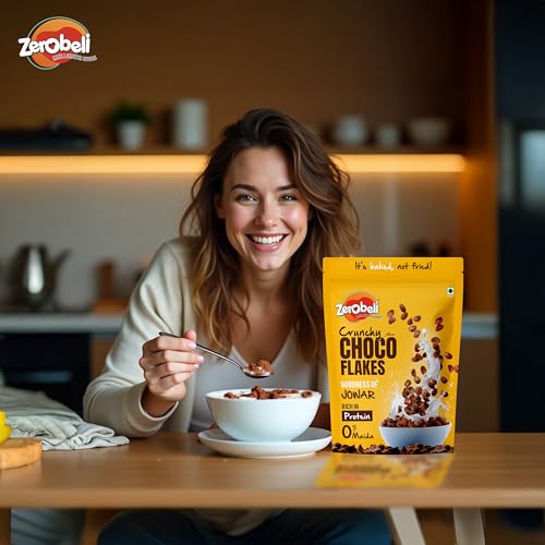 Image of Zerobeli No Maida Choco Flakes 460g (Pack of 3)- Made with Jowar, Whole Wheat and Real Chocolate | Delicious and Chocolaty Chocos Flakes